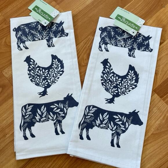 Cow, Chicken, Pig Farmhouse Kitchen Dish Towel‎ -new - Picture 1 of 1